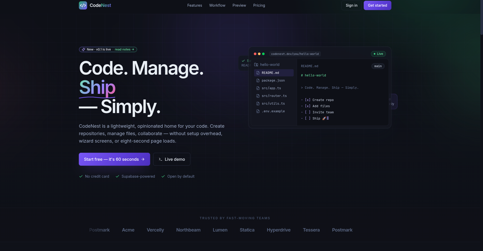 Codenest screenshot